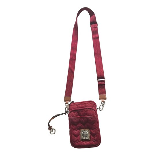 Brighton Quilted Crossbody Mini Bag Adjustable Strap Heart Charm Front Pocket - Picture 2 of 13